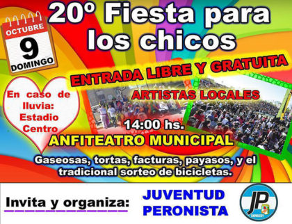 Juventud Peronista: La “Fiesta para los Chicos” se realizará el próximo domingo 9