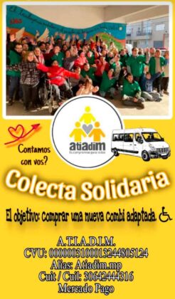 <span style='color:#f000000;font-size:14px;'>LOCALES</span><br>ATIADIM está llevando adelante una colecta solidaria para adquirir una nueva combi adaptada