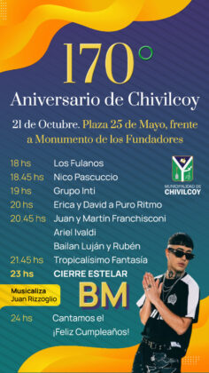 <span style='color:#f000000;font-size:14px;'>LOCALES</span><br>Anunciaron la programación para celebrar el 170° aniversario de Chivilcoy