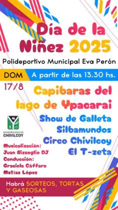 <span style='color:#f000000;font-size:14px;'>ACTUALIDAD</span><br>[Video] El domingo por la tarde se realizará una gran fiesta por el Día de la Niñez en el Polideportivo Municipal